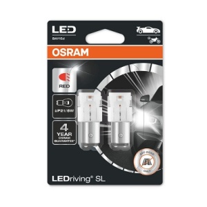 Set 2 Becuri Auxiliare Cu Led 12V (P21/5W) Red Bli Osram