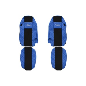 Set 2 huse scaun camion F-Core, Piele-ECO, pentru MAN TGX, Albastru/ Negru, Scaun sofer standard