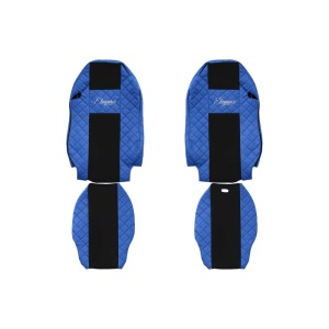Set 2 huse scaun camion F-Core, Piele-ECO, pentru MERCEDES ACTROS MP2 / MP3, Albastru/ Negru, 2002