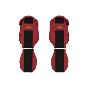 Set 2 huse scaun camion F-Core, Piele-ECO, pentru MERCEDES ACTROS MP4 / MP5, Rosu/ Negru, scaune standard