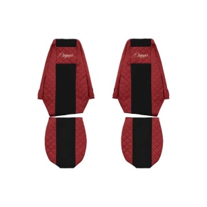 Set 2 huse scaun camion F-Core, Piele-ECO, pentru RENAULT PREMIUM, Rosu/ Negru