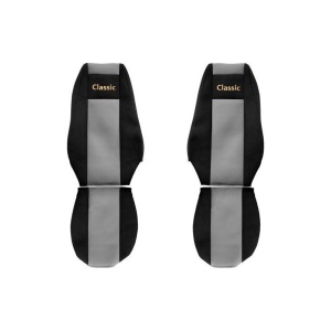 Set 2 huse scaun camion F-Core, Textil, pentru RENAULT MAGNUM, Gri/ Negru