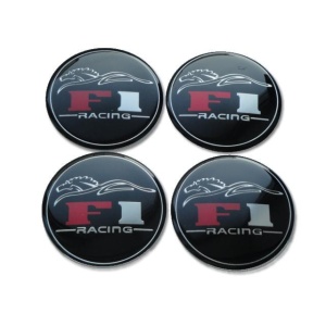 Set 4 buc. ornament central janta, model "F1 Black", diametru 5cm