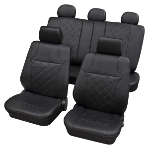 Set huse auto universale, Petex, Arizona, culoare Negru, piele ecologica, 11 piese