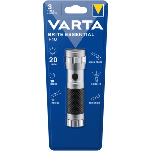 Lanterna LED Varta Brite Essential F10, 20 lm, 3xAAA, Aluminiu/cauciuc