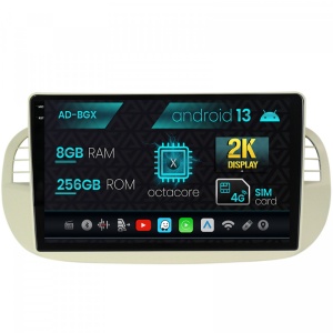 Navigatie Fiat 500 (2007-2014), Android 13, X-Octacore , 8GB RAM , 256GB ROM, 9.5 Inch - AD-BGX9008,AD-BGRKIT362V2