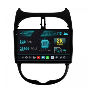 Navigatie Peugeot 206 (1998-2012), Android 13, X-Octacore , 8GB RAM , 256GB ROM, 9.5 Inch - AD-BGX9008,AD-BGRKIT262