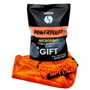 Prosop orange microfibra ultra absorbant Powerfluff 1000 GSM 60*80cm + manusa CADOU