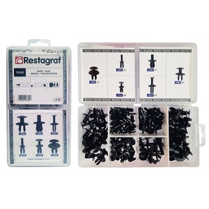 Set 115 nituri auto din plastic RESTAGRAF 70185, plastic, negru, pentru Audi, Seat, Skoda, Volkswagen