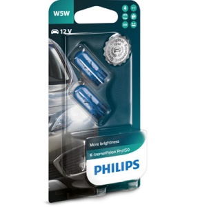 Set 2 Becuri Fara Soclu W5W 12V (Blister) X-Treme Vision Pro150 Philips