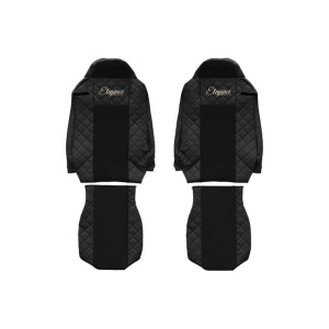 Set 2 huse scaun camion F-Core, Piele-ECO, pentru MAN TGX, Negru, scaune ISRI
