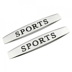 Set 2 x Embleme auto metalice, autoadezive, model "SPORTS", finisaj Crom, dimensiune, 10 x 1,5 cm