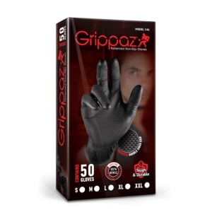 Set 50 buc manusi nitril texturate Negre Grippaz - Marimea M