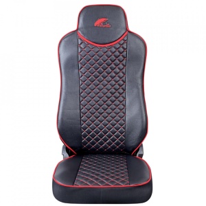 Set huse scaun UMBRELLA pentru SCANIA R SERIE 2006-2020 ECO LEATHER BLACK+RED - Img 3