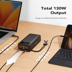 Baterie Externa VEGER Tank Boost, 56000mAh, Fast Charge 22.5W, 4 Porturi USB, Incarcare Rapida, Afisaj LED, Negru - Img 5