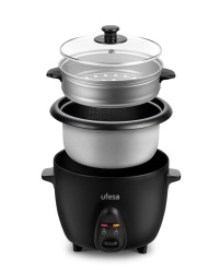 Rice Cooker UFESA Basmati AR4080, Capacitate 1.8L, 700W, Functie Mentinere Cald, Inox/Negru
