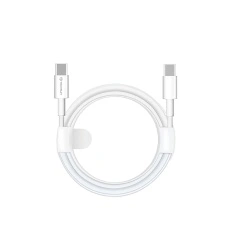 Techsuit - Data Cable (PCB130) - Type-C to Type-C, Fast Charging, 60W, 480Mbps, Aluminum Alloy, 1m, alb