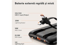 Acumulator extern Veger C11, Fast charge QC3.0 si PD 20W, 10000 mAh, Negru - Img 4