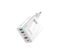 Incarcator priza GaN Fast Charge 65W Techsuit, alb