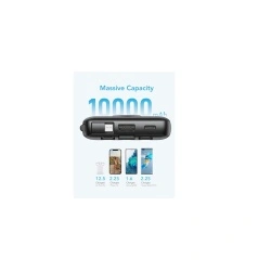 Acumulator extern Veger C10, 10000 mAh, cabluri Type C & Lightning & MicroUSB si USB incorporate, Display LED, negru - Img 4