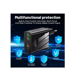 Incarcator priza GaN Fast Charge 65W Techsuit, alb - Img 5