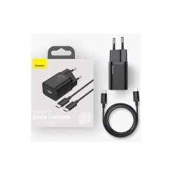 Incarcator Priza Type-C PD25W + Cablu Type-C - Baseus Super Si (TZCCSUP-L01) - Negru - Img 4