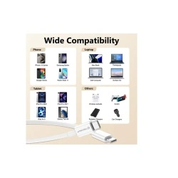 Techsuit - Data Cable (PCB130) - Type-C to Type-C, Fast Charging, 60W, 480Mbps, Aluminum Alloy, 1m, alb - Img 4