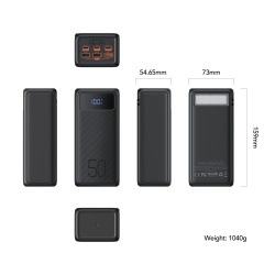 Baterie Externa VEGER Tank Boost, 56000mAh, Fast Charge 22.5W, 4 Porturi USB, Incarcare Rapida, Afisaj LED, Negru - Img 3