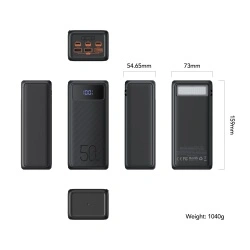 Baterie Externa VEGER Tank Boost, 56000mAh, Fast Charge 22.5W, 4 Porturi USB, Incarcare Rapida, Afisaj LED, Negru - Img 3