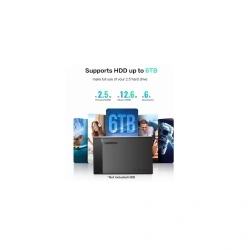 Carcasa HDD/SDD, SATA, 6Gbps + Cablu USB la Micro-USB - Ugreen US221 - negru - Img 3