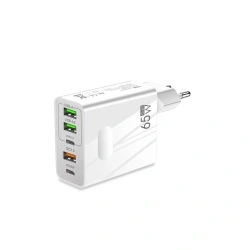 Incarcator priza GaN Fast Charge 65W Techsuit, alb - Img 2