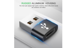 Adaptor Techsuit Type-C La USB OTG, Transfer De Date, Incarcare Rapida 3A - Negru - Img 2