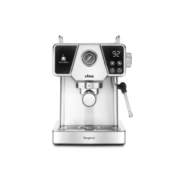 Espressor manual UFESA Bergamo, Capacitate 1.25L, 12 Cesti, Sistem Anti-Picurare, Argintiu