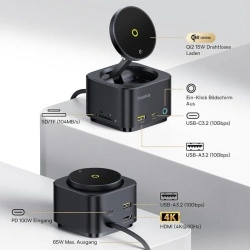 Hub USB 7in1, incarcare wireless Qi2 Baseus, B00072900121-00 - Img 5
