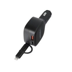 Incarcator auto Veger CC89, 1 x USB-A, 1 x USB-C, 1 x Lightning, 84 W, negru - Img 4