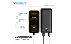 Acumulator extern Veger L30, Fast Charge, 30000 mAh, PD20W, Display LED, Black - Img 5