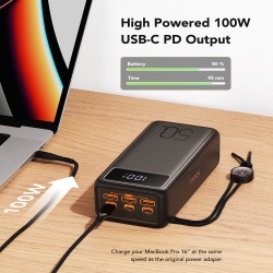 Baterie Externa VEGER Tank Boost, 56000mAh, Fast Charge 22.5W, 4 Porturi USB, Incarcare Rapida, Afisaj LED, Negru - Img 4