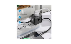 Yesido - Wall Charger (MC10) - 3x USB, Type-C, for Travel, EU, UK, US, AUS, 3.6A - Black - Img 3