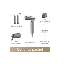 Uscator de par Dreame Pocket Pro, 1300 W, 3 trepte temperatura, gri - Img 5