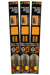 Carlige Legate Fox Edges Wide Beaked PVA Bag Rigs 25Lb/2buc (Nr. 4; 6; 8) - Img 1