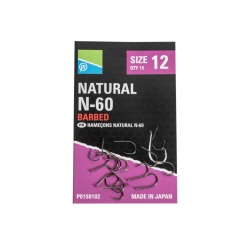 Preston, Carlige Natural N-60, 15 buc Barbed