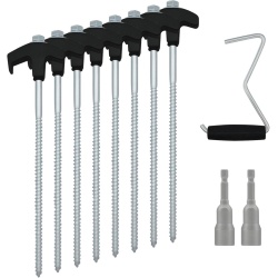 Set 8 Cuie Fixare cu 2 Chei și Întinzător pentru Ancorare Corturi, Umbrele sau Rod-Pod-uri Pescuit