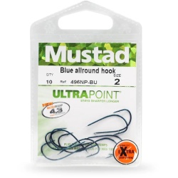 Mustad, Carlige Ultrapoint, 10 buc, Bleu, Forjat Revers Rotund - Img 2