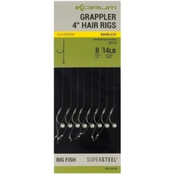 Korum Carlige Legate, Grappler Hair Rigs, Barbless, 8 buc/plic