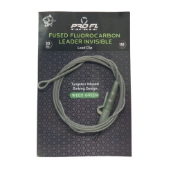 Pro FL, Montura Fused Fluorocarbon Plumb Pierdut Leader Weed Green, 1 mt/30 lb.