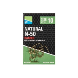 Preston, Carlige Natural N-50, 15 buc Barbed