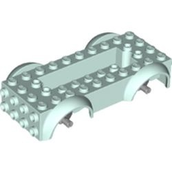 11650c02-152 Autobodem compleet 5x10x 2 1/2 met lichtblauwgrijze wielhouders onderop aqua, licht NIEUW *3D000