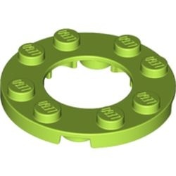 11833-34 Platte plaat 4x4 rond met 2X2 gat in midden lime NIEUW *1B210