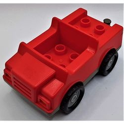 2218c04-5G Duplo Auto donker grijze basis (PAKKETPOST) rood gebruikt *