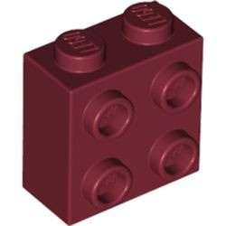 22885-59 'Steen 1x2x1 2/3e met noppen aan één zijde rood, donker NIEUW *1L2-13
